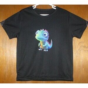 Boys or Girls Black SS Graphic T-Shirt Dragon Front Sz 4/5 New Atleisure Beach
